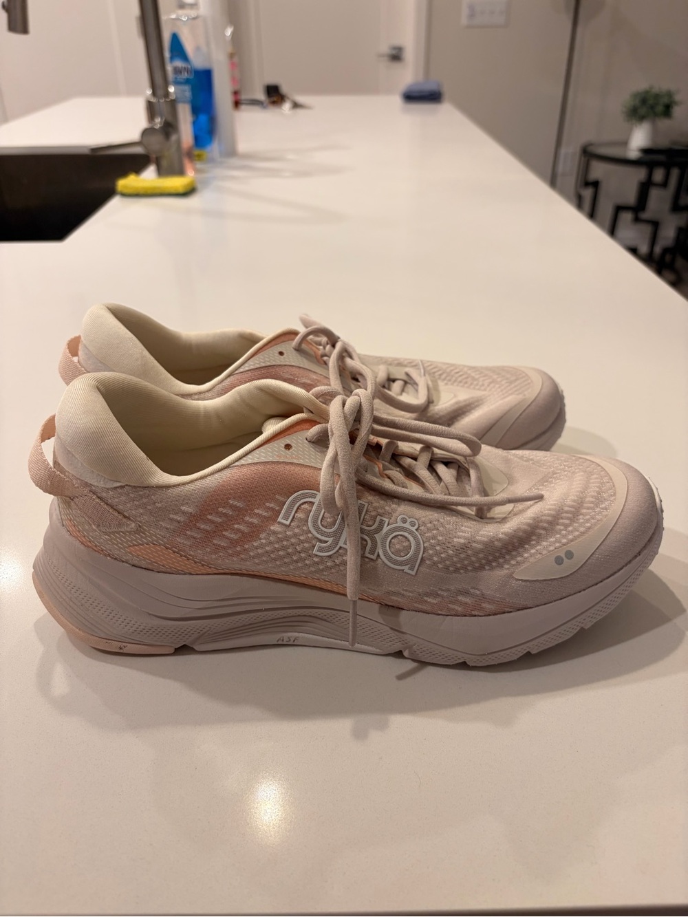 Ryka Women's Pale Pink Lace-Up Walking Sneakers